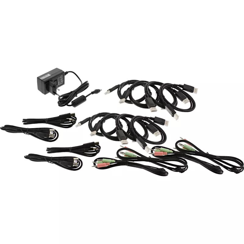 KVM jungiklis InLine 63654I 4 prievadų dviejų monitorių DP 1.2 4K USB 3.0 garsas