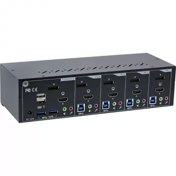 KVM Desktop Switch InLine 62644I 4 prievadų Dual Monitor DP+HDMI 4K USB 3.0 Garsas