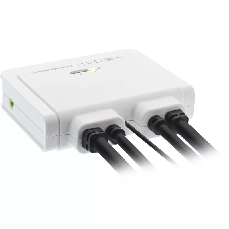 InLine KVM jungiklis, 2 prievadai, USB-C į DisplayPort 1.2, 4K, garsas, integruotas kabelis