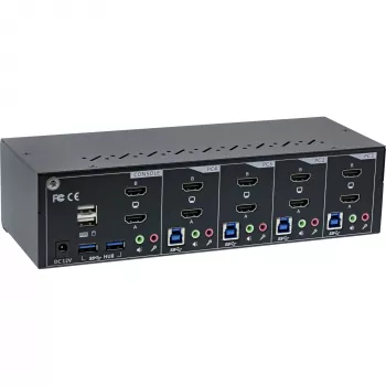 InLine KVM Desktop Switch 62654I 4 prievadų dviejų monitorių HDMI 4K USB 3.0 Garsas