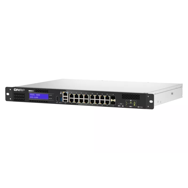 QNAP QGD-1600 valdomas Gigabit Ethernet (10/100/1000) jungiklis 1U, juodas, pilkas