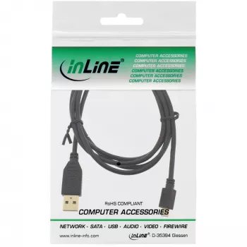 InLine Micro USB 2.0 laidas USB A tipo kištukas / Micro-B kištukas, juodas, 0,3 m