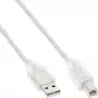 InLine USB 2.0 laidas Type A kištukas / B kištukas, permatomas, 0,3 m