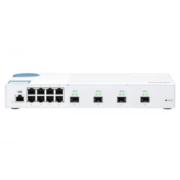 QNAP QSW-M408S valdomas L2 tinklo jungiklis, 4x 10GbE SFP+, 8x Gigabit, baltas