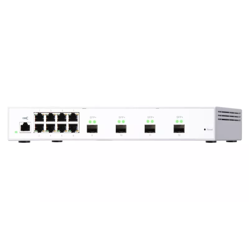 QNAP QSW-M408S valdomas L2 tinklo jungiklis, 4x 10GbE SFP+, 8x Gigabit, baltas