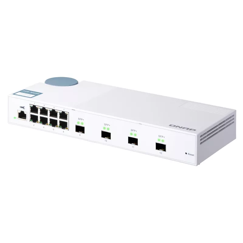QNAP QSW-M408S valdomas L2 tinklo jungiklis, 4x 10GbE SFP+, 8x Gigabit, baltas