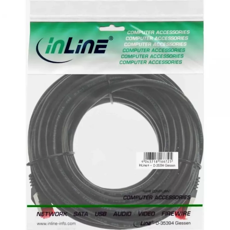 InLine Patch Laidas S/FTP PiMF Cat.6 250MHz PVC varis juodas 50m