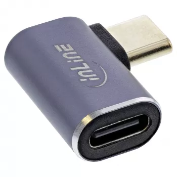 InLine USB4 adapteris, USB-C (kištukas) / USB-C (lizdas), dešinysis/kairysis kampinis, aliuminis, pilkas