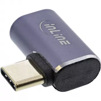 InLine USB4 adapteris, USB-C (kištukas) / USB-C (lizdas), dešinysis/kairysis kampinis, aliuminis, pilkas