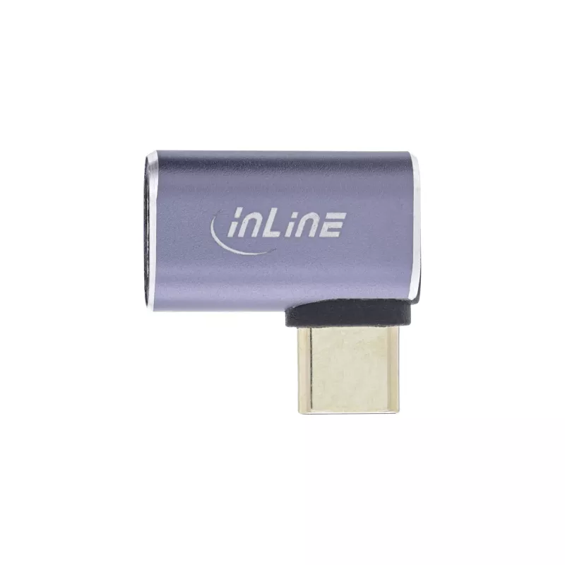 InLine USB4 adapteris, USB-C (kištukas) / USB-C (lizdas), dešinysis/kairysis kampinis, aliuminis, pilkas