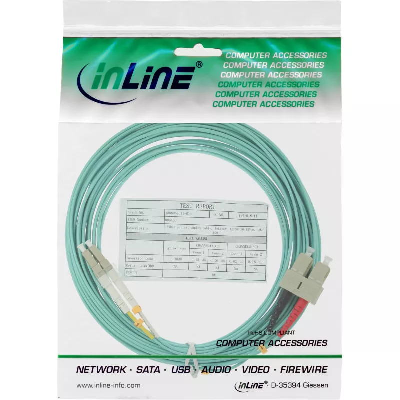 InLine Fiber Optinis Dipleksinis Laidas LC/SC 50/125µm OM3 10m