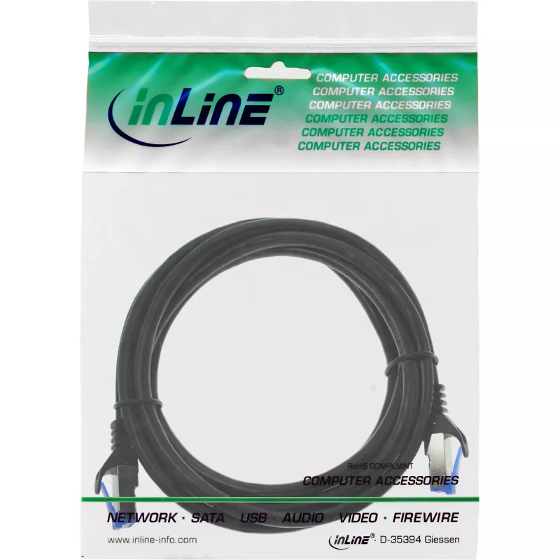InLine šarvuotas pataisos kabelis Cat.6A U/FTP, 2 m, juodas