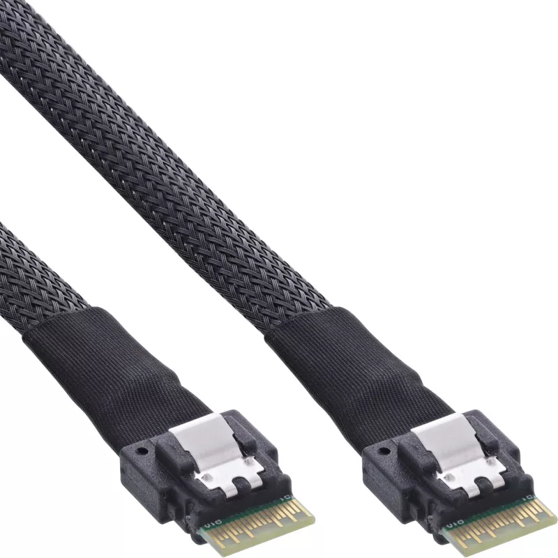 InLine Slim SAS kabelis, SFF-8654 į SFF-8654, 24 Gb/s, 0,5 m