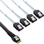 InLine Slim SAS kabelis, SFF-8654 į 4x SATA 7-pin, 12Gb/s, 1m