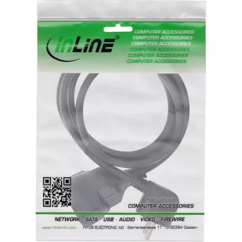 InLine Power prailginimo laidas su kampuotu kištuku, 10 m, juodas