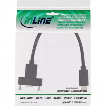 InLine USB 3.2 Gen.2 C kištukas / lizdas su flanšu laidas, juodas, 0,20 m