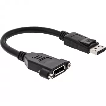 InLine DisplayPort kištukas į lizdą su flanšu kabelis 0,2 m, juodas