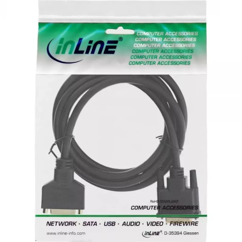 InLine DVI-D Premium kabelis 24+1 kištukas–lizdas Dual Link auksuotas 2 m