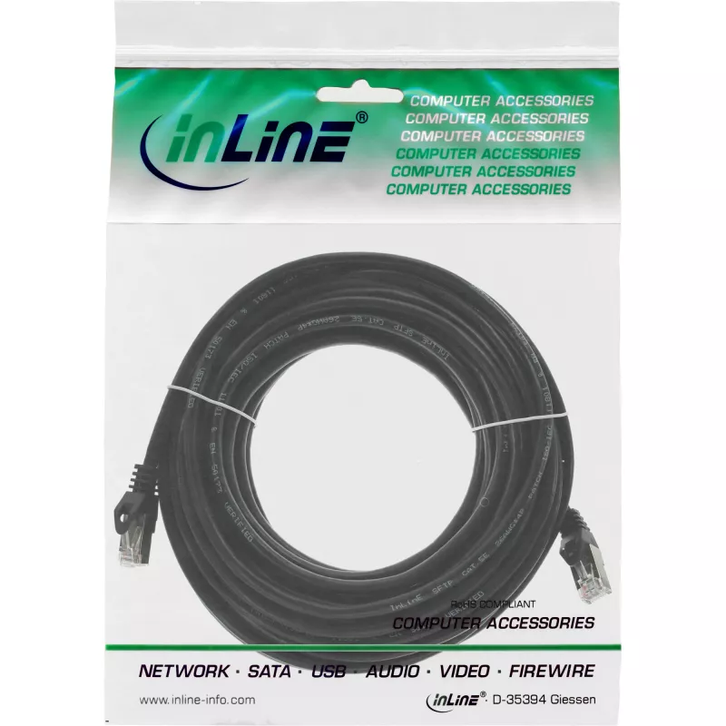 InLine Patch Cable SF/UTP Cat.5e juodas 20 m