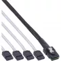 InLine SAS kabelis, Mini SAS SFF8087 į 4x SATA, Crossover, OCF, 0,50 m