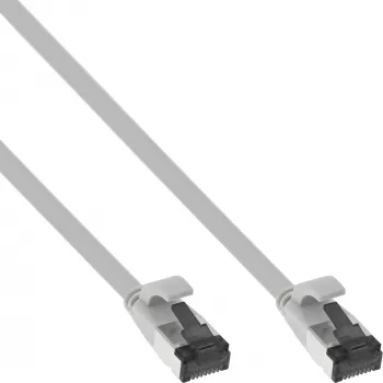 InLine Patch laidas plokščias, U/FTP, Cat.8.1, TPE halogen-free, pilkas, 0,25 m