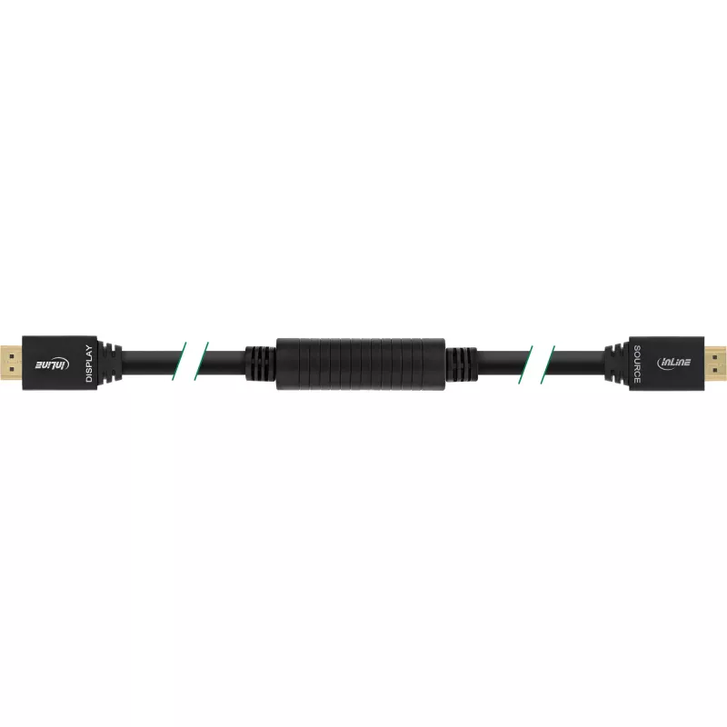 InLine High Speed HDMI laidas su Ethernet, aktyvus, M/M, juodas, paauksuoti kontaktai, 40m
