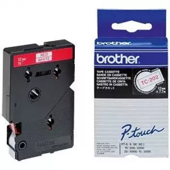 Juostelė etikečių Brother TC202 12mm raudona ant baltos