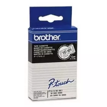 Juostelė etikečių Brother TC101 12mm juoda ant skaidrios