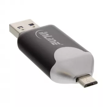 InLine USB3.0 dvikortų skaitytuvas, USB A ir Micro-USB 2.0, SDXC ir microSDXC
