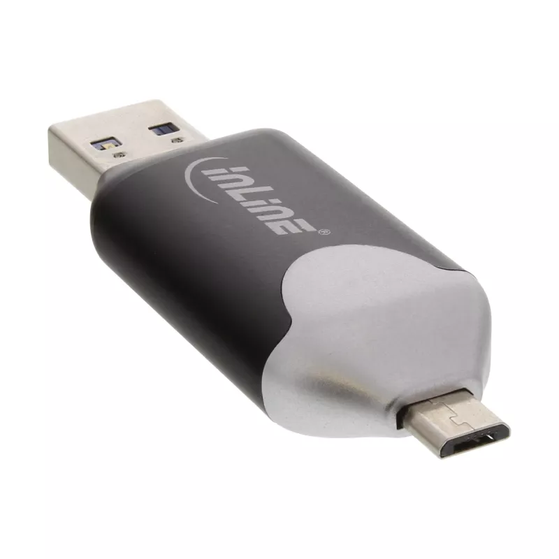 InLine USB3.0 dvikortų skaitytuvas, USB A ir Micro-USB 2.0, SDXC ir microSDXC