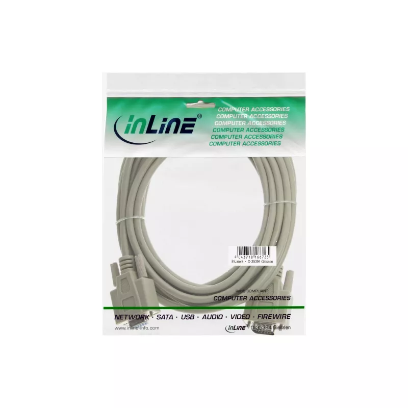 VGA kabelis InLine 17737 15HD kištukas lizdas smėlio spalvos 1m