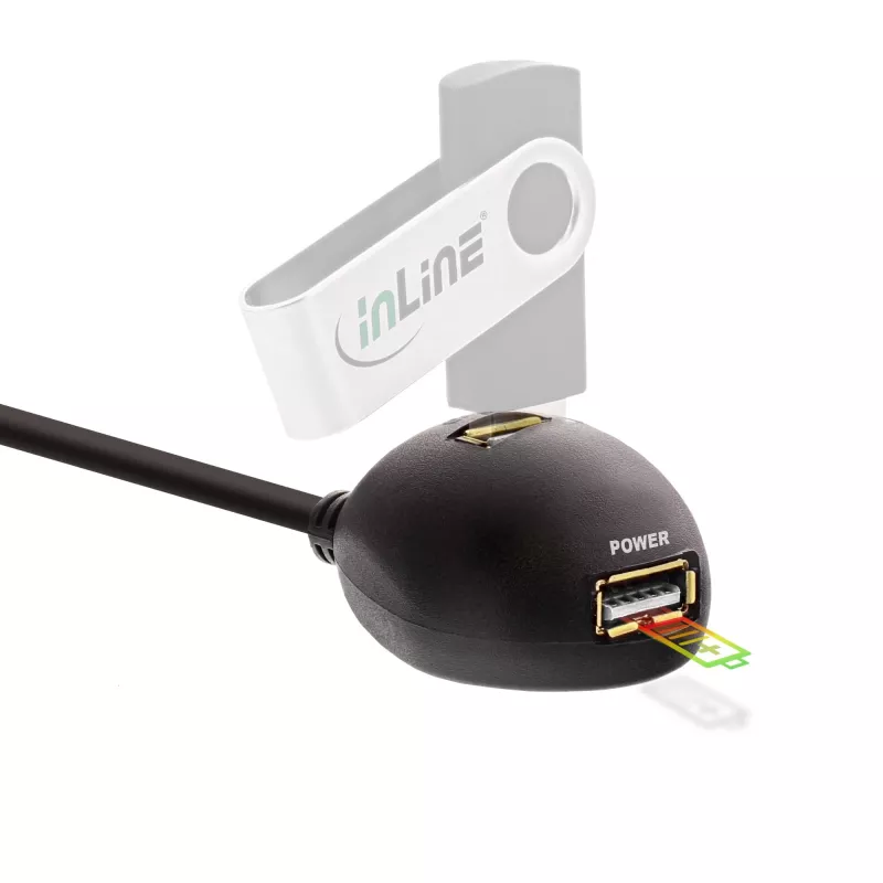 InLine USB 3.2 Gen.1 ilginimo laidas USB A kištukas / 2× USB A lizdas + stovas, juodas, 1 m