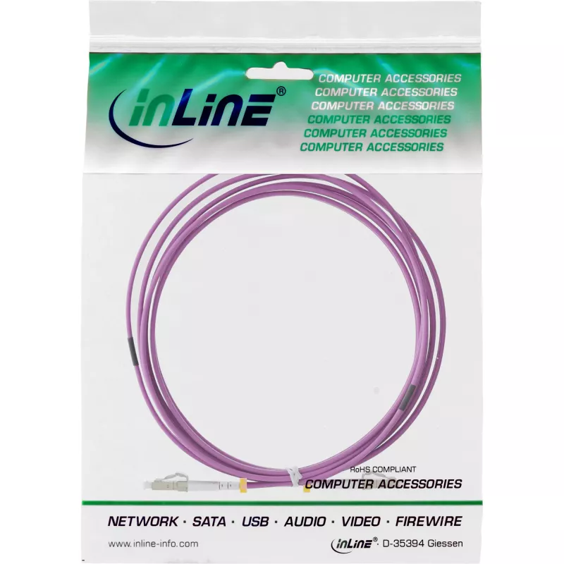 Optinis dupleksinis šviesolaidinis kabelis LC/LC InLine 88522P 50/125µm OM4 5m