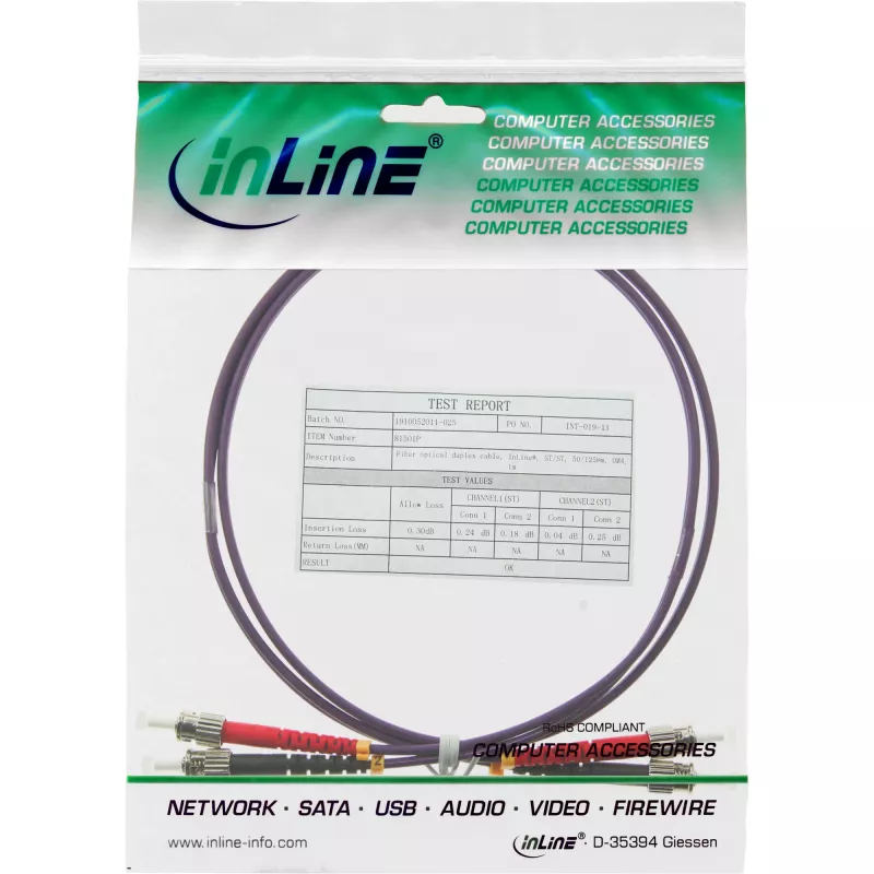 InLine Fiber Optinis Dvivėžis Kabelis ST/ST 50/125µm OM4 5m