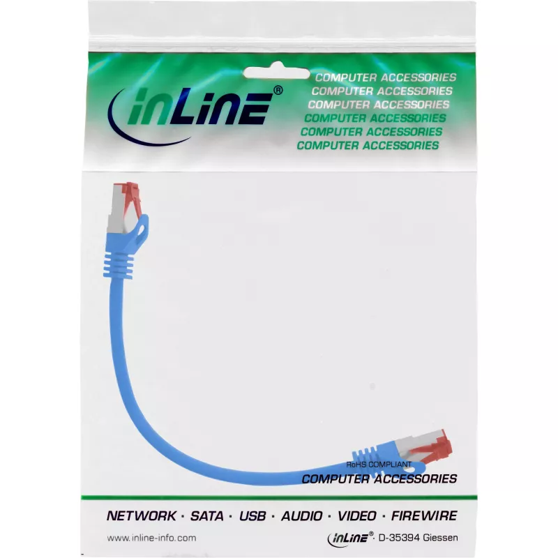 InLine Patch Laidas S/FTP PiMF Cat.6 250MHz PVC varis mėlynas 0,3m