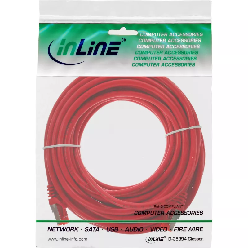 InLine Patch Laidas S/FTP PiMF Cat.6 250MHz PVC varis raudonas 10m