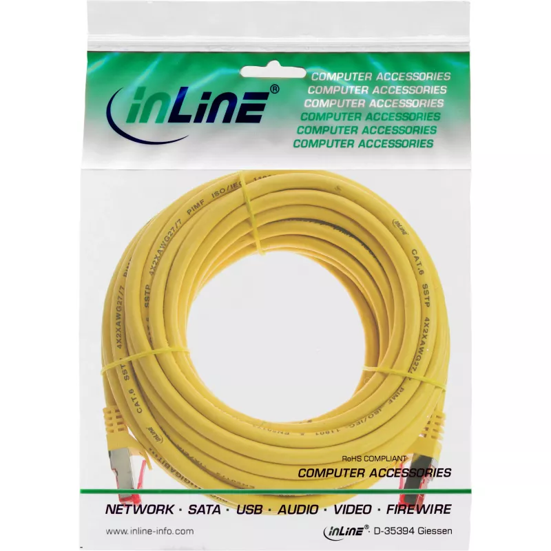 InLine Patch Laidas S/FTP PiMF Cat.6 250MHz PVC varis geltonas 7,5m