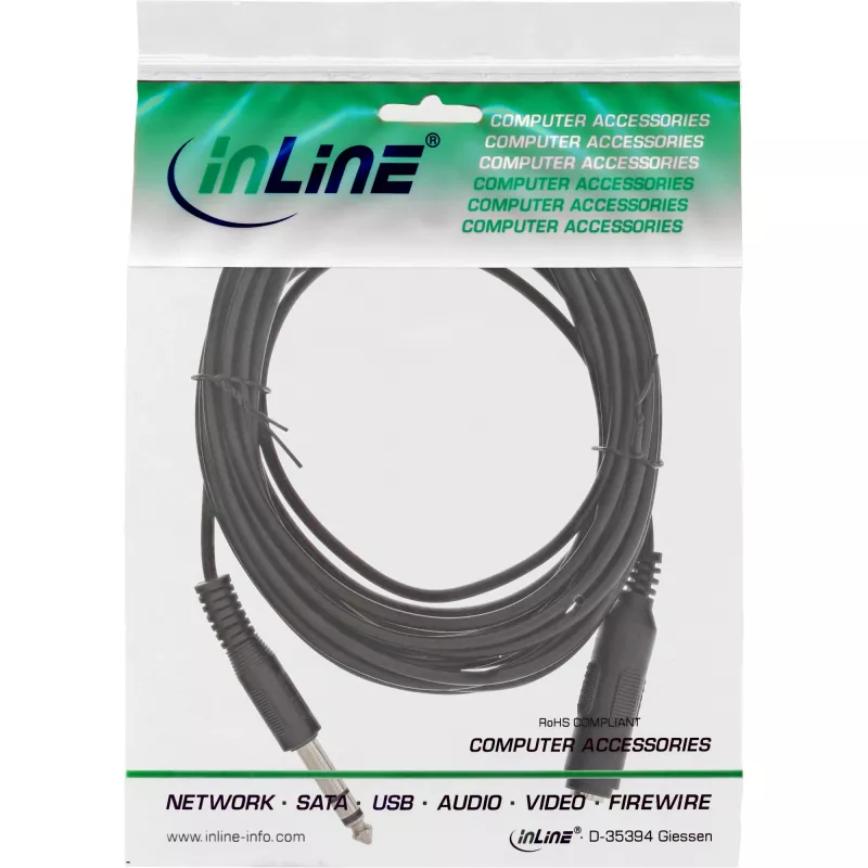 InLine Jack ilginimo kabelis 6,3 mm stereo kištukas/lizdas 5 m 99935A