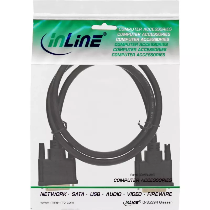 InLine DVI-D laidas, Premium, 24+1 M/M, Dual Link, auksuota, 2 m
