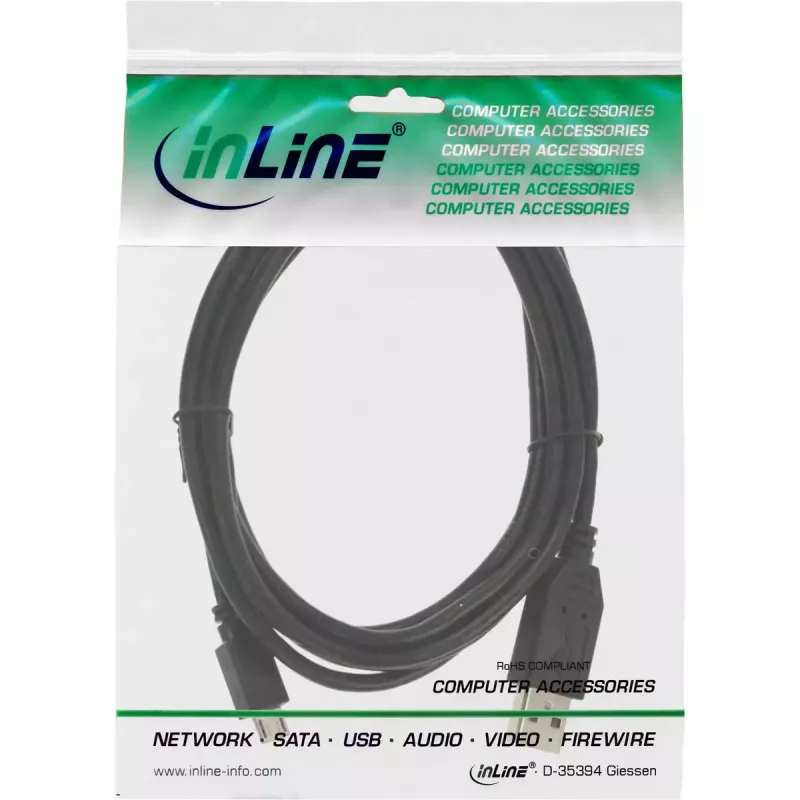 InLine Micro USB 2.0 kabelis USB A kištukas / Micro-B kištukas, juodas, 3 m