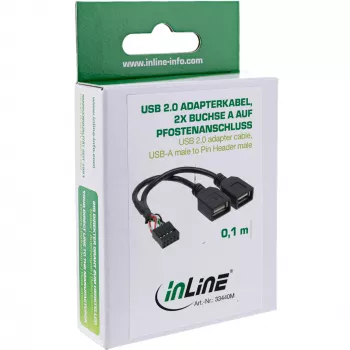 InLine USB 2.0 adapterinis kabelis vidinis 2x USB Type A moteriška / pagrindinės plokštės lizdas
