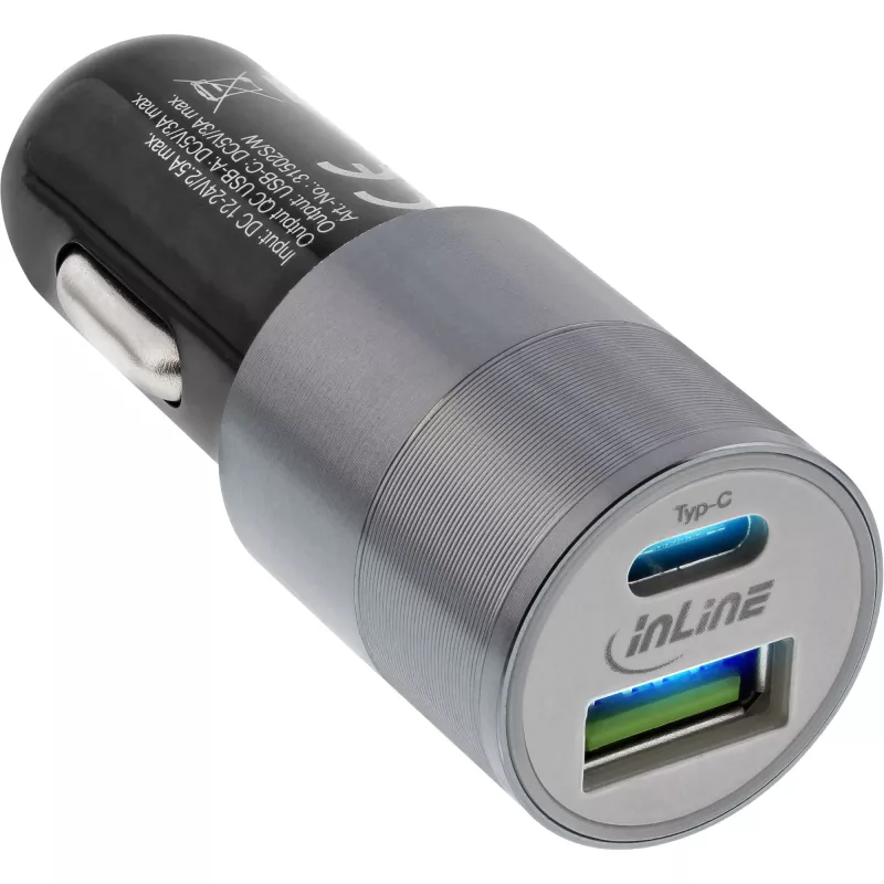 InLine USB automobilinis įkroviklis su Quick Charge 3.0, juodas
