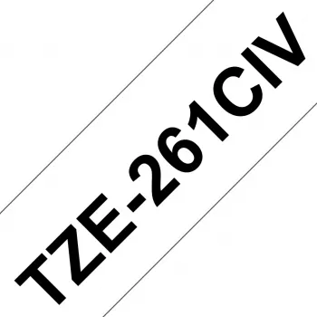 Brother TZE-261CIV lipni juosta etiketėms spausdinti, 3,6 cm × 8 m, 20 vnt., juoda ant baltos