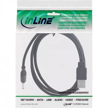 InLine adapterinis kabelis, USB A (vyriškas) į DC 5,5x2,10 mm kištuką, juodas, 1 m