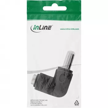 DC adapter InLine 5,5×2,5 mm kampinis kištukas patinas–patelė, 5 V įėjimas, vidaus naudojimui, juoda