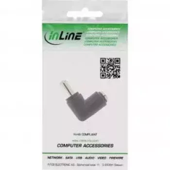 InLine 5.5x2,1 mm kampinis nuo patino į patelę nuolatinės srovės adapteris juodas