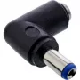 InLine 5.5x2,1 mm kampinis nuo patino į patelę nuolatinės srovės adapteris juodas