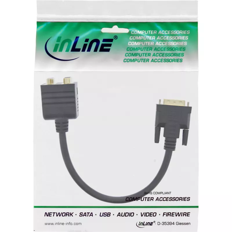 Adapterinis DVI-I kabelis InLine 17301 DVI-I kištukas / DVI-I lizdas + S-VGA lizdas