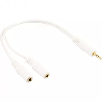 InLine Stereo Y laidas 3,5 mm stereo M į du 3,5 mm stereo F baltas/auksinis, 0,1 m