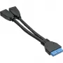 InLine USB 3.0 adapterinis kabelis vidinis 2x USB A tipo lizdas / pagrindinės plokštės jungtis